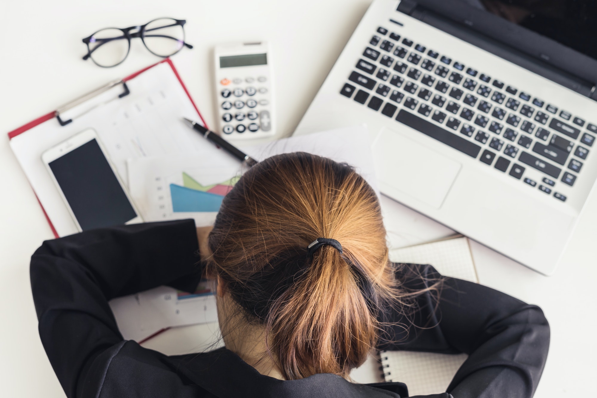 Stressed and frustrated asian business woman